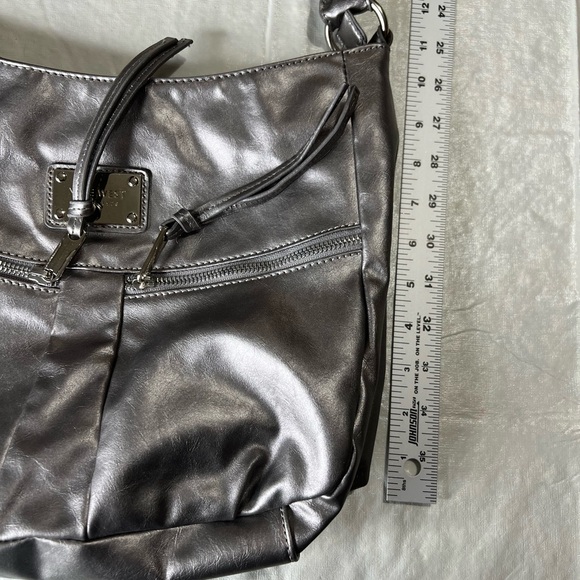 Nine West metallic gray shoulder bag with callouts - Picture 8 of 9